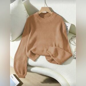 Elegant Tan Women's Crew Neck Sweater
